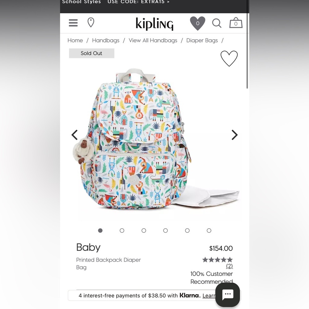 Kipling diaper bag